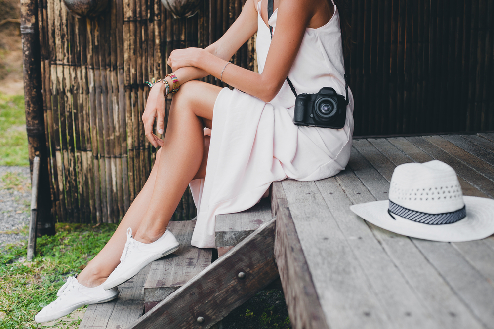 Young,Beautiful,Woman,On,Tropical,Vacation,In,Asia,,Summer,Style,